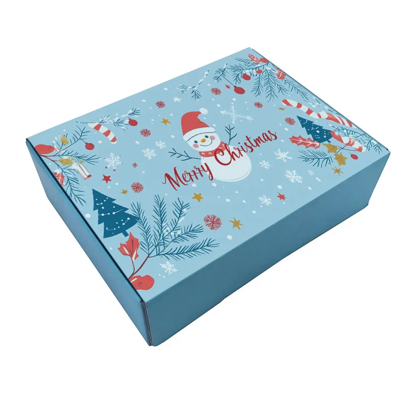 Printed blue Merry Christmas gifts Box Custom Corrugated Cardboard Paper Printed Boxes For Packaging Clothes