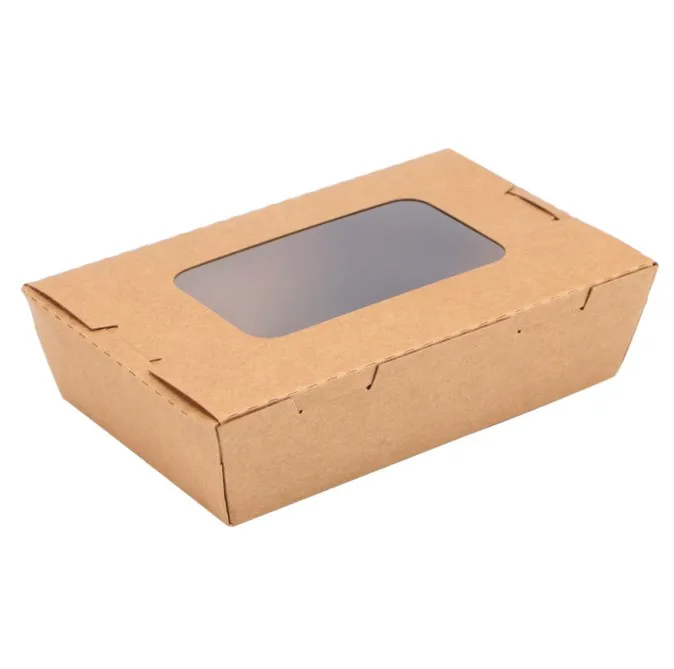 Customized logo disposable kraft paper take out container food delivery sushi box