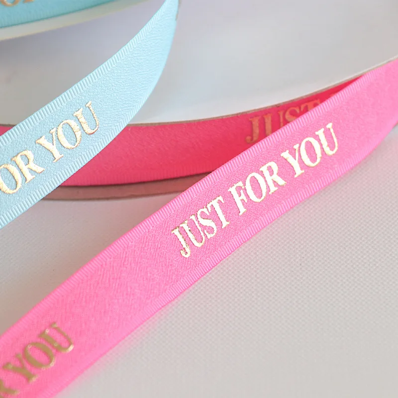Custom 3D Embossed Logo Ribbon With Logo Silk Stain Grosgrain Ribbon For Decoration Box Gift Packing