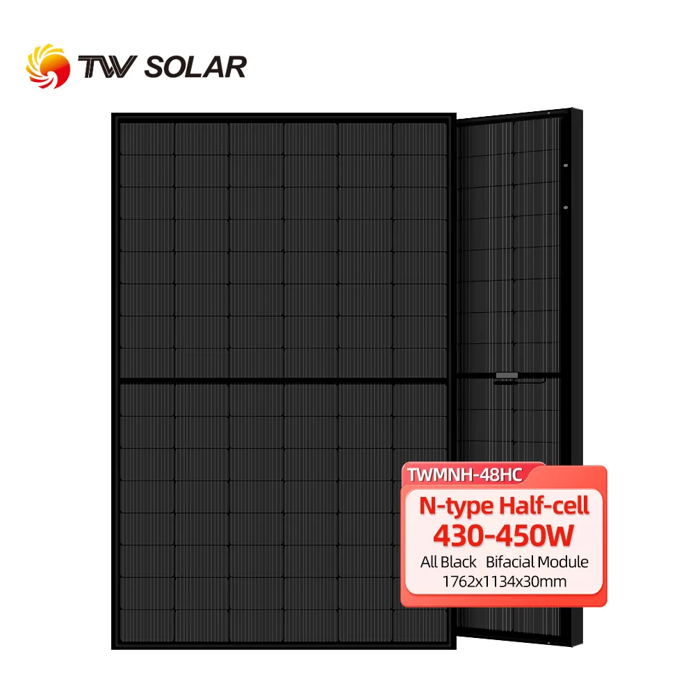 Black Solar Panel TW 420w 430w 440w 450w N Type TOPCon 475 Watt Full Black Solar Panels For PV System