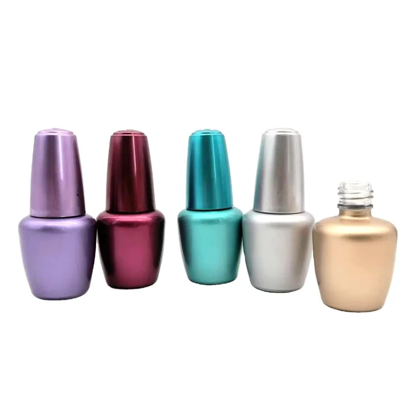 13ml custom round matte black purple frosted glass bottle gel nail polish with brush