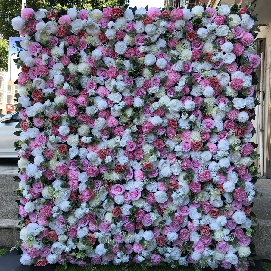 Wholesale Wedding Backdrop Blush Artificial Flower Wall Panel Decor Silk Decorated Wall Rose Backdrop