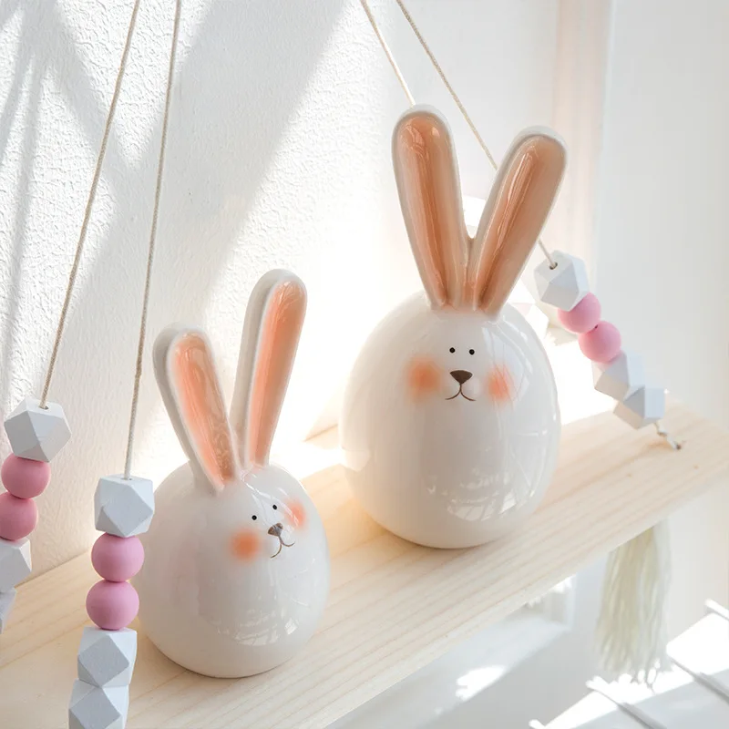 
Dropship Custom Home Decoration Accessories Living Room Colored Ceramic Rabbit Figurine 