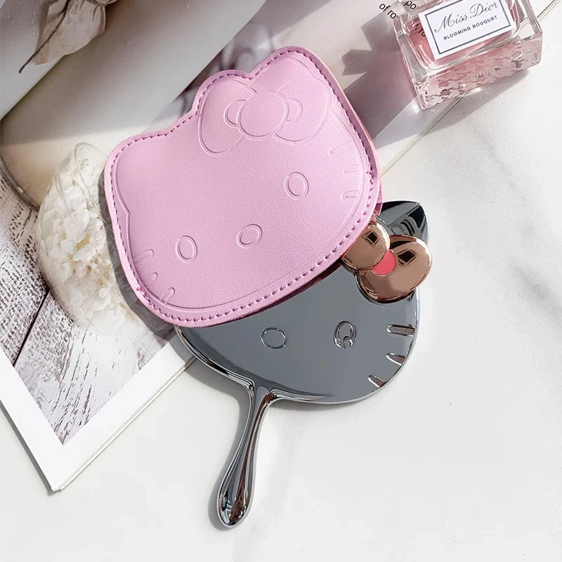 Kitty Cat Hand-held Cosmetic Mirror for Girls Makeup Tools Handle Cute Pocket Mirror hand-held makeup mirror with logo