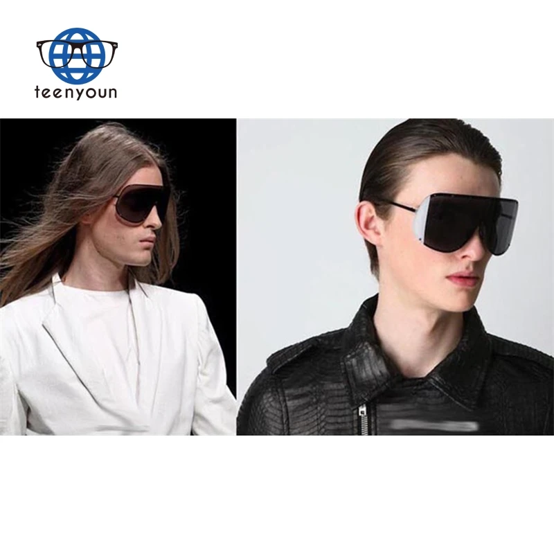 Teenyoun Fashion Oversized Shield Sunglasses Brand Design Rivet Frame Windproof Sun Glasses