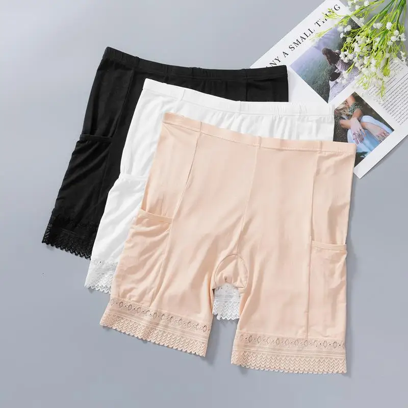 Long Leg Briefs Summer Under Skirt Tube Top 6 Pcsseamless Short Pants for Women Panties Adults Crocheted Plain Dyed Lace Pattern