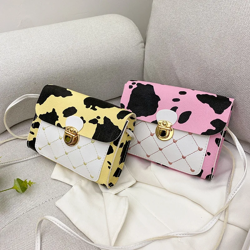 Wholesale 2021 Trendy Fashion Mobile Phone Small Square Bag Color Contrast PU Lattice Messenger Single Shoulder Handbag