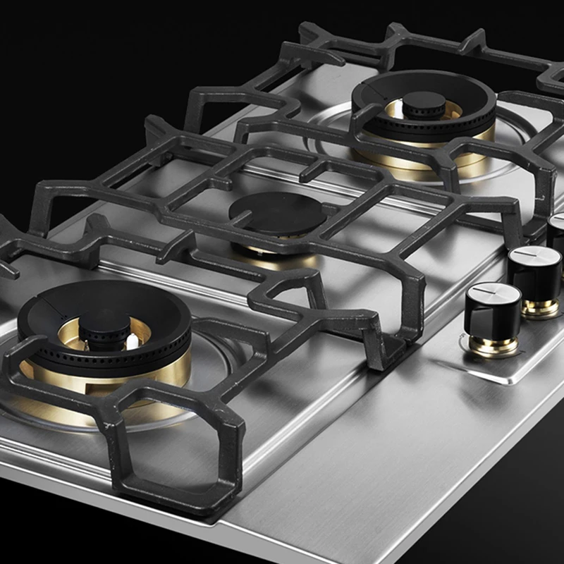 China commercial industrial and home kitchen use built-in big burner cooktops 3 burners gas cooking stoves