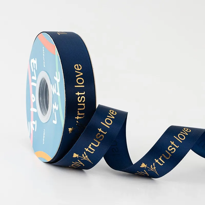 factory screen printed embossed logo custom grosgrain ribbon with printing for shop gift wrapping celebration