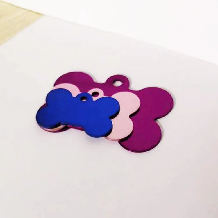 Hot Selling High Quality 10 Colors Anodized Aluminum Label Bone Shape Dog Tag Laser Pet Tag