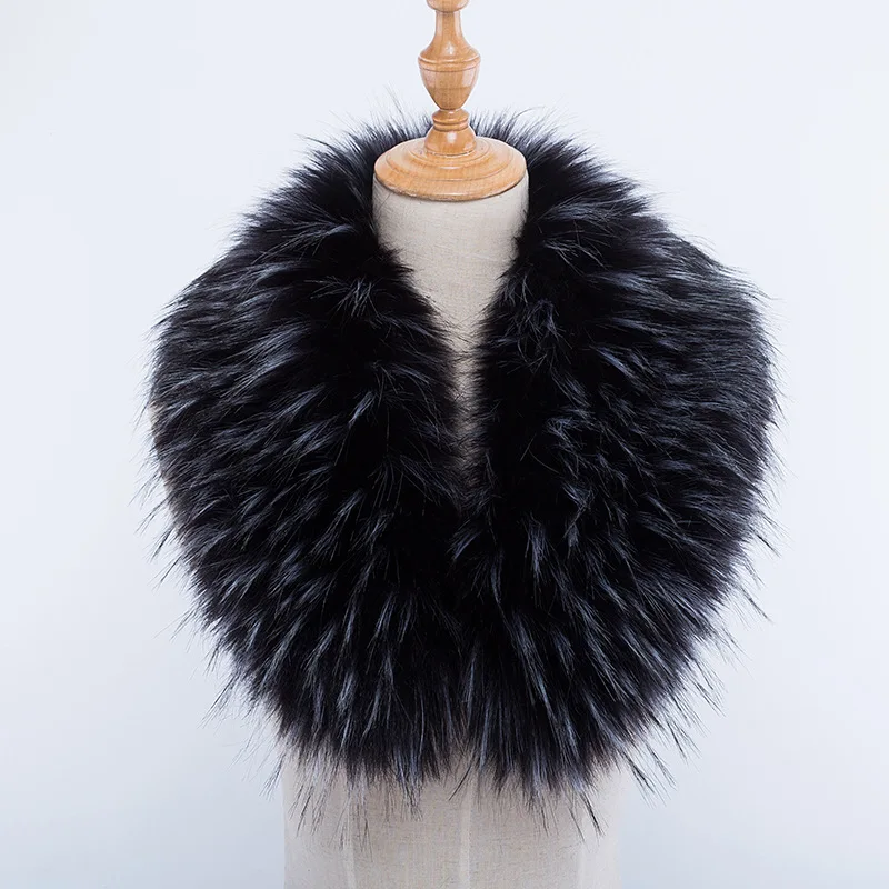  Imitation fox fur raccoon faux collar hat scarf down jacket coat in