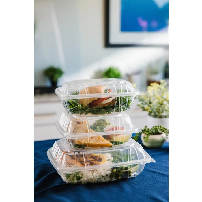 8'  3 Compartment Take Away Food Packaging Lunch Box Mfpp Clamshell Food Container Disposable For Hot Food