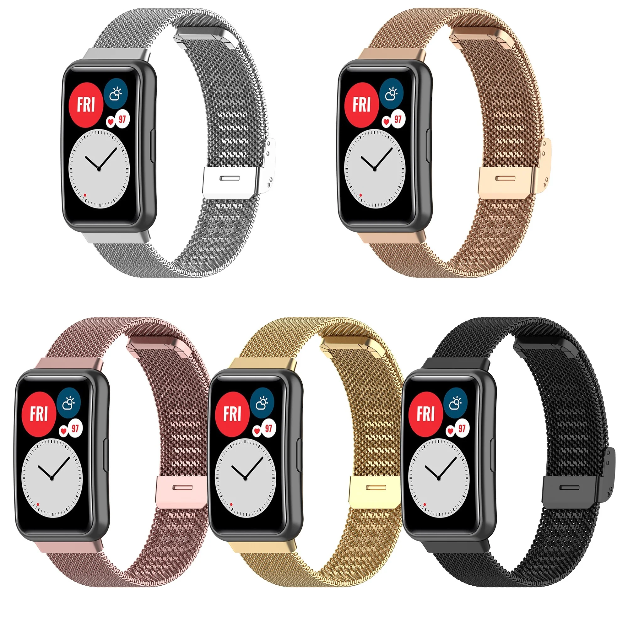 Luxury Milanese Stainless Steel Watch Strap for Huawei watch Fit/Fit new/watch FIT Special Edition