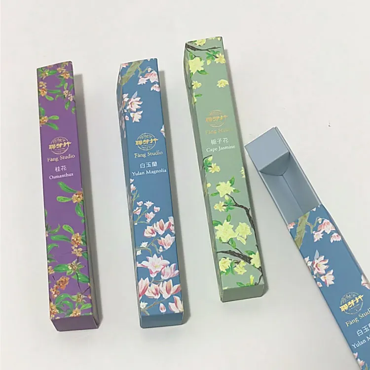 custom small drawer boxes for thin long incense stick drawer packaging box