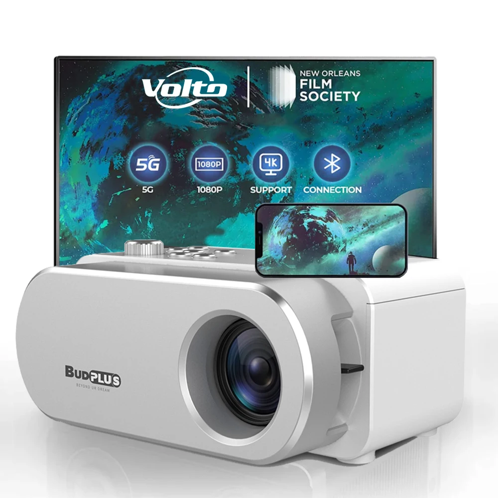 budplus v1 mini projector 4K 1080P led portable 600*360 shorthrow projector for class pixels smart tv projector 4k home theater