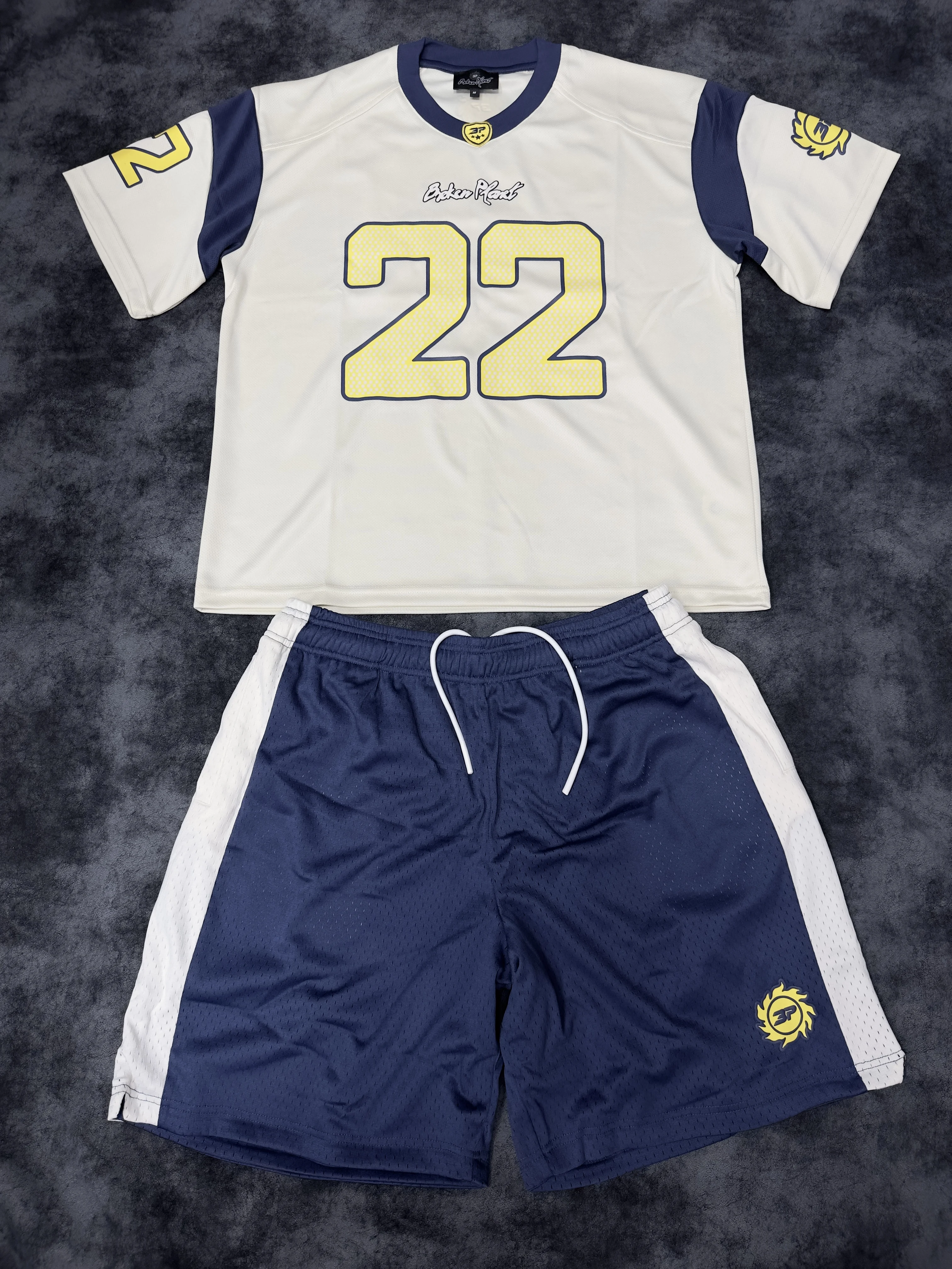 Yingling BP Puff Print Pink Pipping Jersey Shirt Oversize Cropped Boxy T Shirts Cotton Hip Hop Heavyweight Jersey Short Set