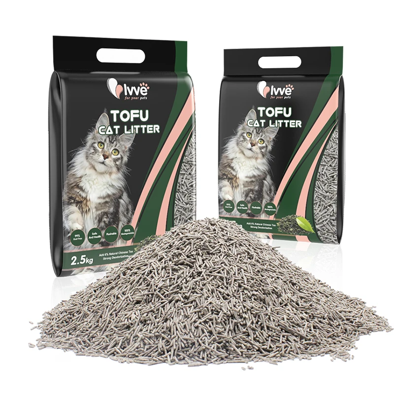 Natural plant pea husk clumping dust free odour tofu cat litter tofu flushable fresh tea cat litter