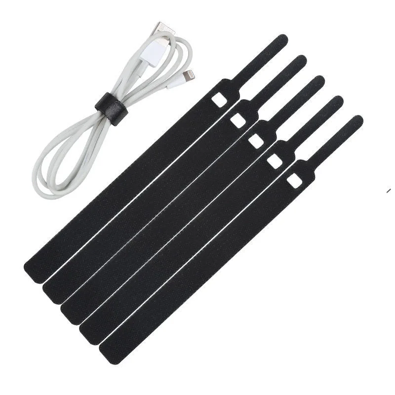 Colorful Fastening wraps tape double side adjustable self locking back to back hook and loop cable tie strip