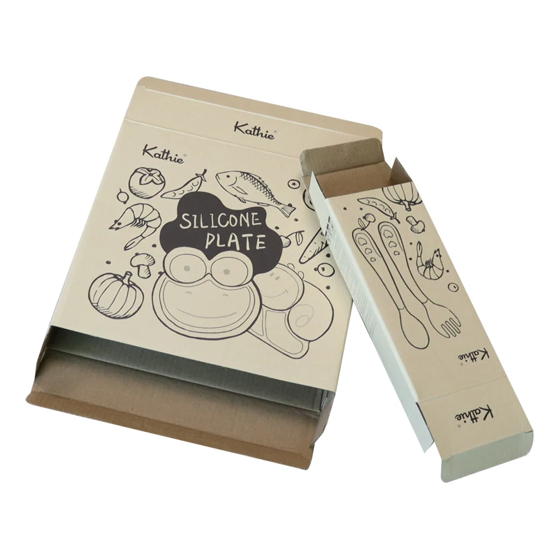 Gray cardboard tableware cutlery spoon knife and fork set packaging box customization