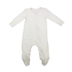 Wholesale custom solid color 5% spandex 95% bamboo long sleeve anti slip footed zipper baby onesie