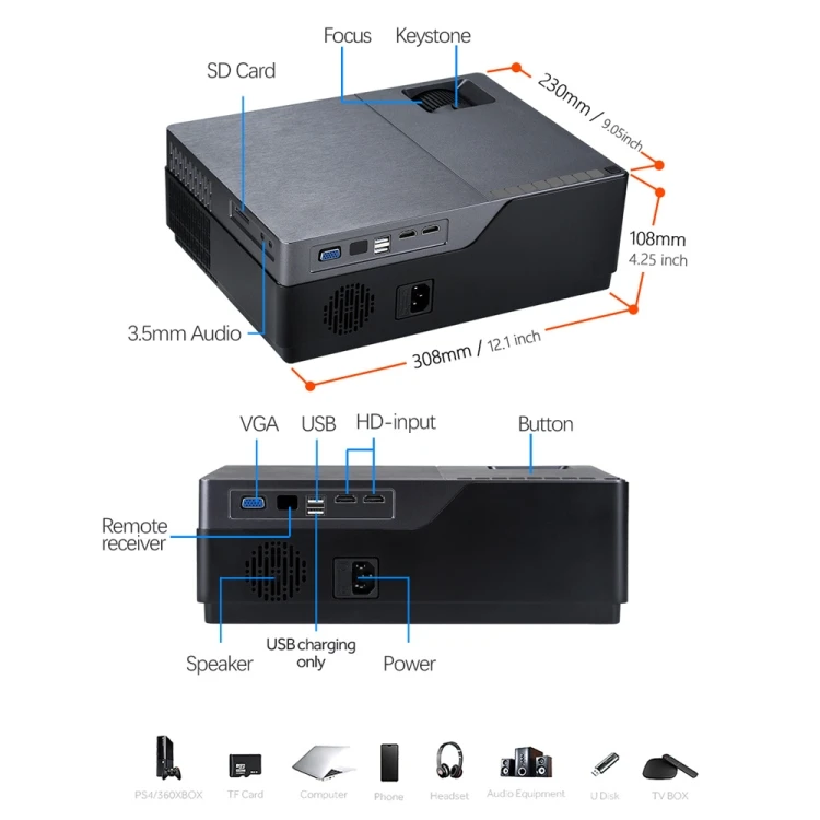 AUN M18UP M18 5 8 дюймов видео 5500 люмен 1920x 1080P Full HD ЖК-экран Suppport 4K светодио дный Android 6 0 1 Гб + смарт-проектор