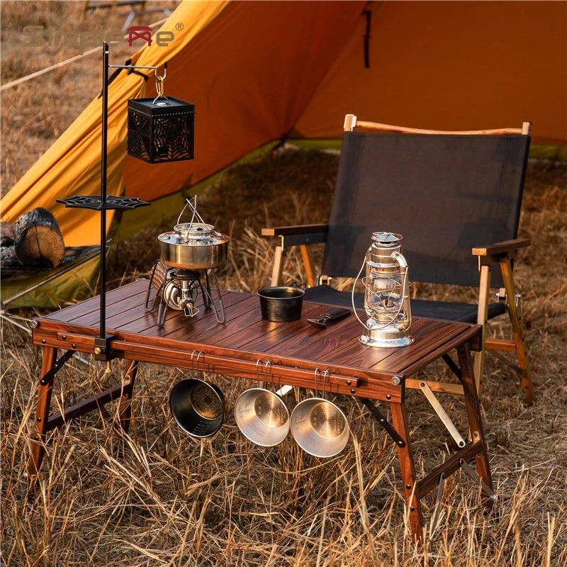 Simpleme Outdoor Family Camping Mesa Plegable Lightweight Aluminum Roll Up Top Folding Camping Table