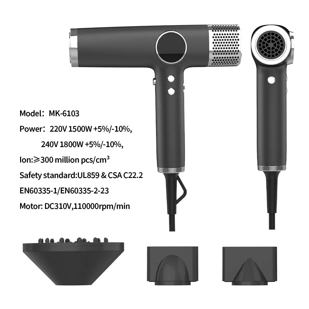 110,000 Rpm High Speed Hair Dryer Quick Dry Salon Lightweight Design 50 Million Negative Ions Hair Dryer
