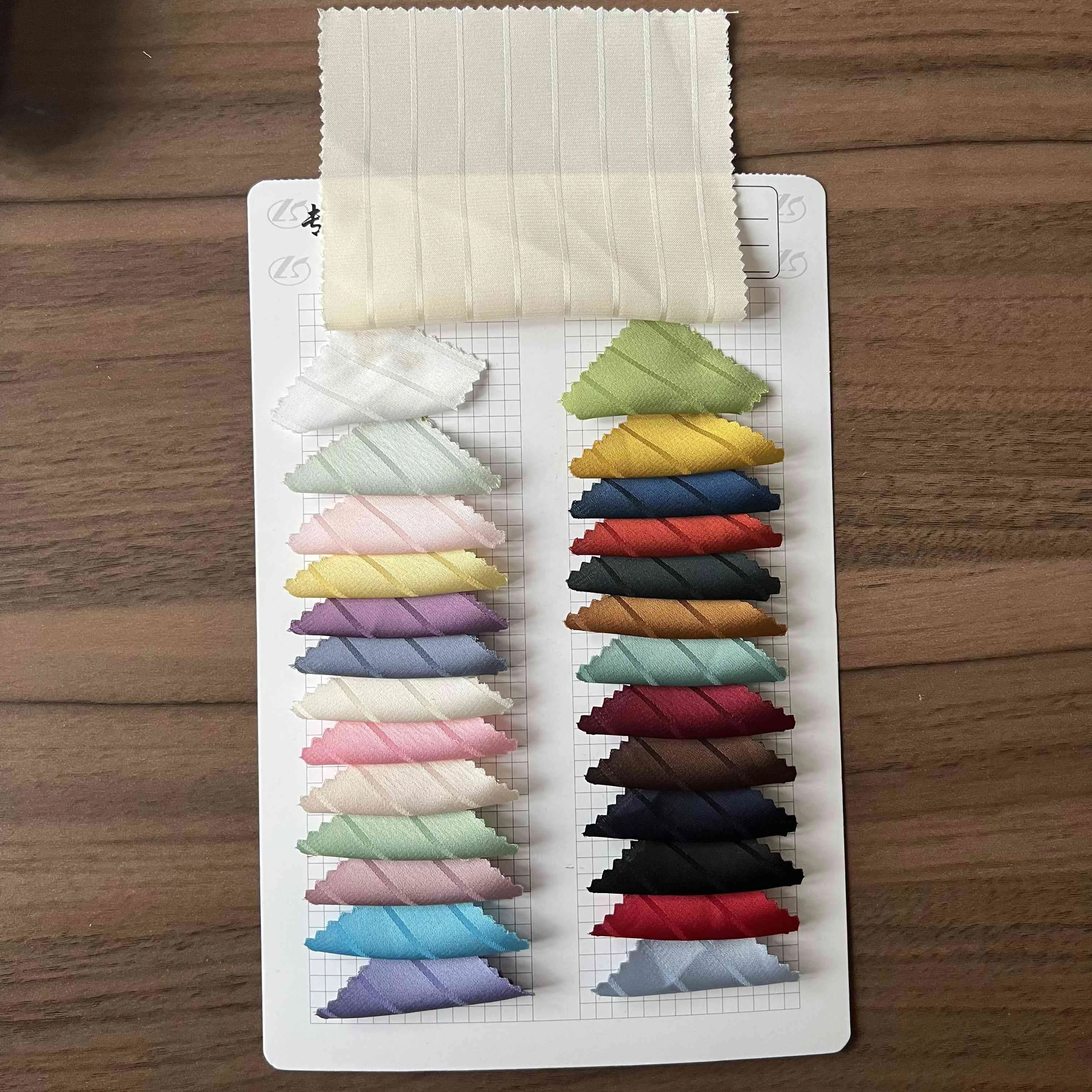 Super soft beautiful woven stripe italian four way stretch jacquard silk blend polyester spandex armaniy satin fabric for dress