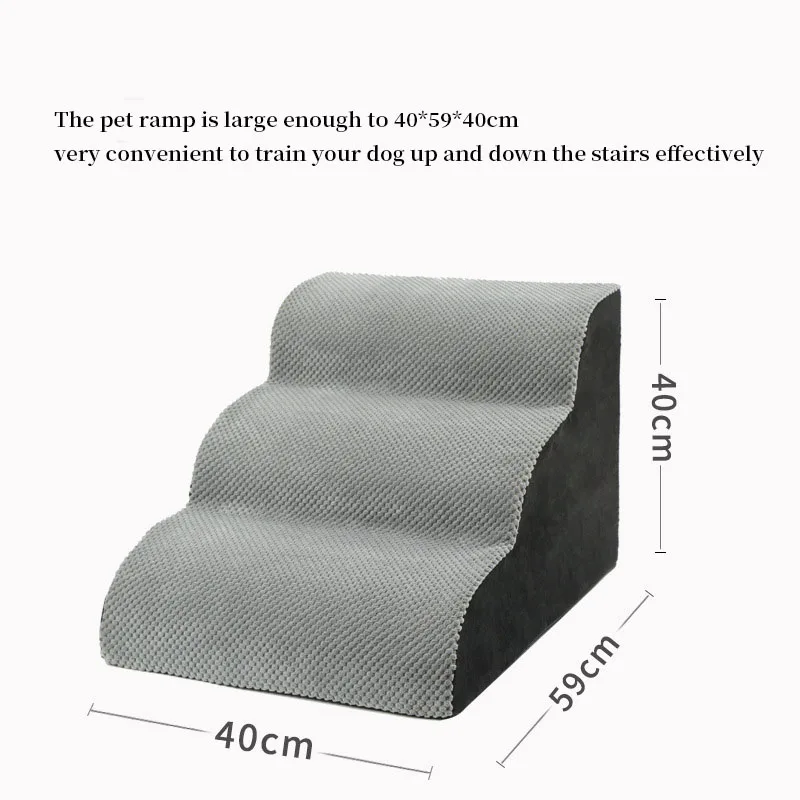 Removeable Washable Non-Slip Pet Stairs Dog 3 Steps Ramp Stairs for High Bed Sofa