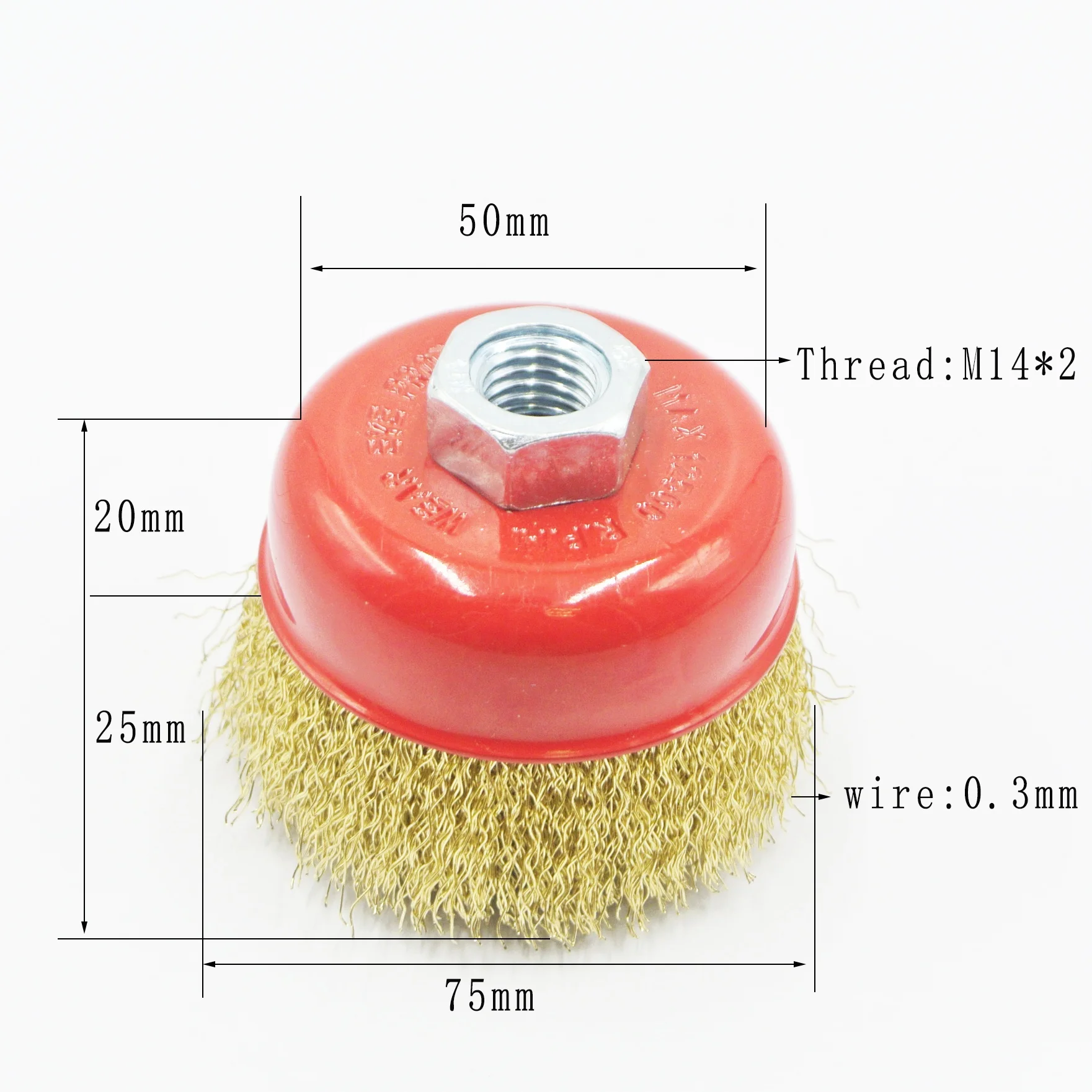 Angle Grinder Steel Wire Crimped Cup Brush Polishing Cleaning Painting Industrial Grade 75mm Copper Coated Steel Wire 25mm 12500