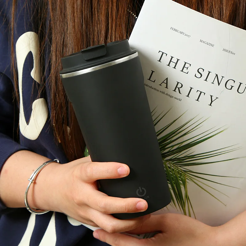 Rechargeable Type-c Electric Smart Drinkware Automatic Magnetic Self Stirring Mug Coffee Water Protein Mixing Cup With Usb Lid