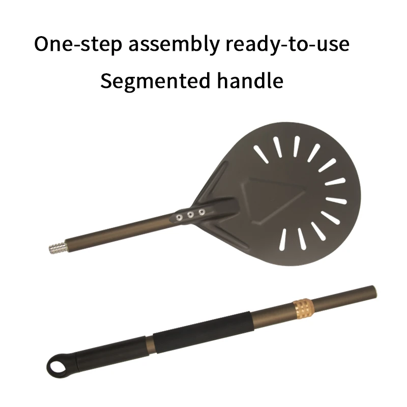 NEW 8 inch perforated pizza peel with telescopic rod handle hard-coated pizza paddle metal round folding pizza shovel