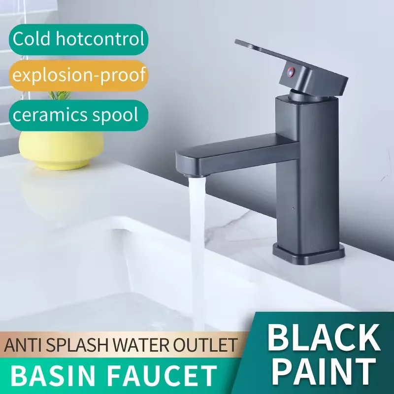 Single-Handle Modern Stainless Steel and Plastic ABS Basin Faucet Hot and Cold Mixers Ceramic Valve Core Bathroom Faucet