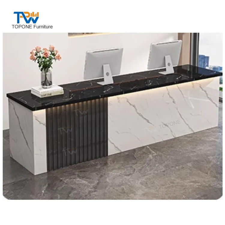 OEM ODM logo Commercial Office Furniture L shape Front Desk Counter Lobby Wood Modern Reception Table desk