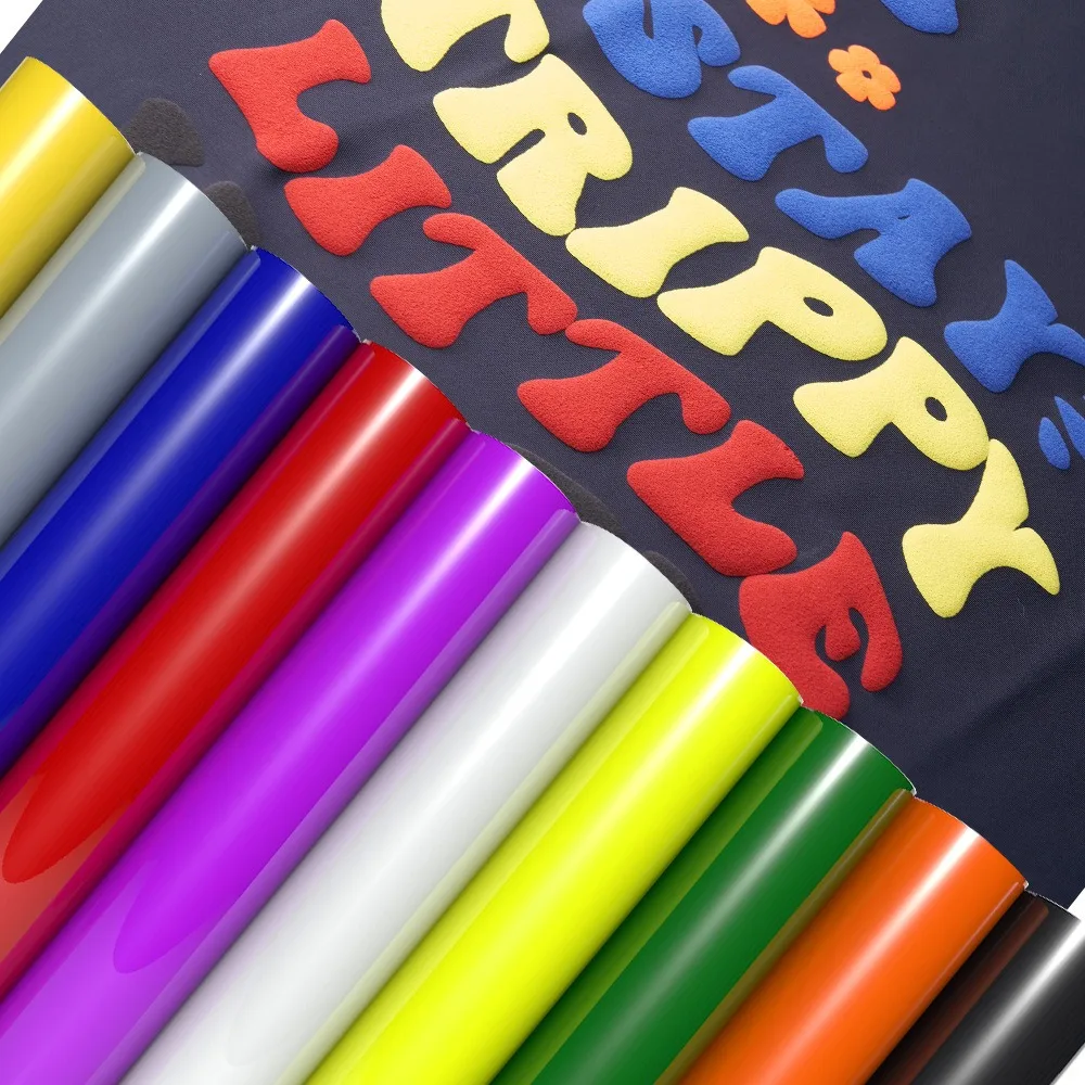 Original Factory Dtf Sticky HTV Roll Puff Transfer Prints Iron On Sticky Puff Heat Transfer Vinyl Film For Clothes Design