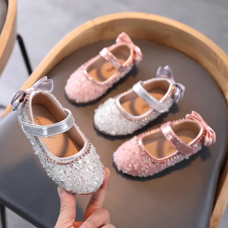 Wholesale Pageant Pink Sliver Child Bling Party Cinderella Princess Sandals Kids Dress Girls Crystal Shoes For Kids