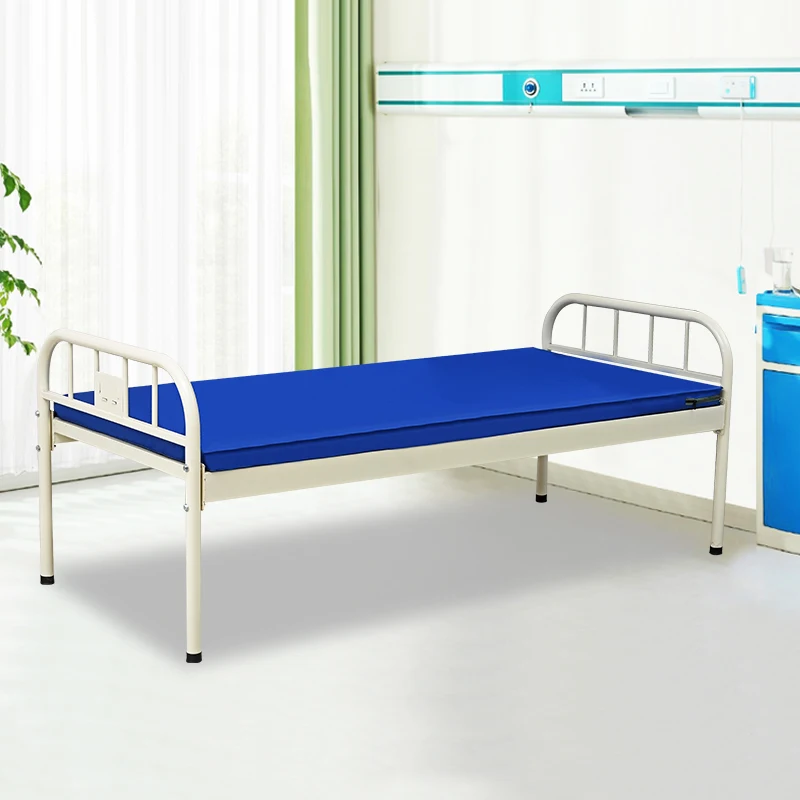 high quality manual hospital flat bed manually shaking the hospital bed stainless steel hospital manual bed with mattress
