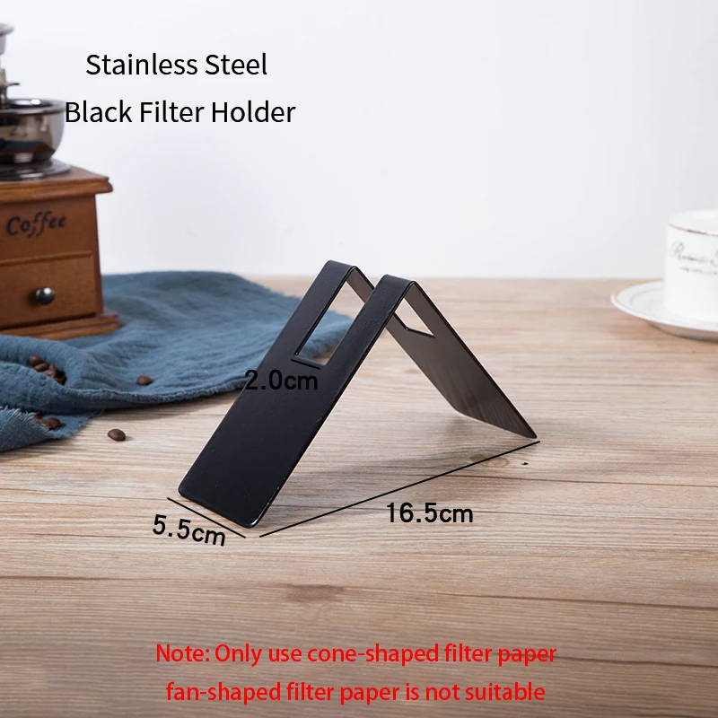 Coffee filter paper storage box rack dust-proof box conical/fan-shaped stand  Stainless Steel Black Filter Holderstorage rack
