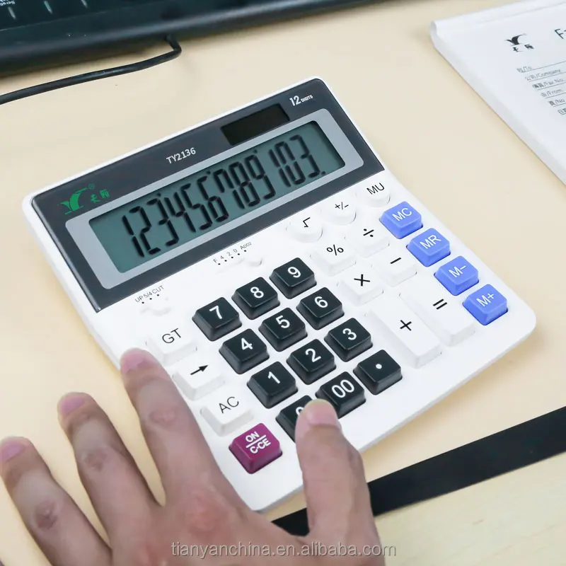 Dual Power Desktop Calculator Computer Buttons Office Calculator 12 Digits
