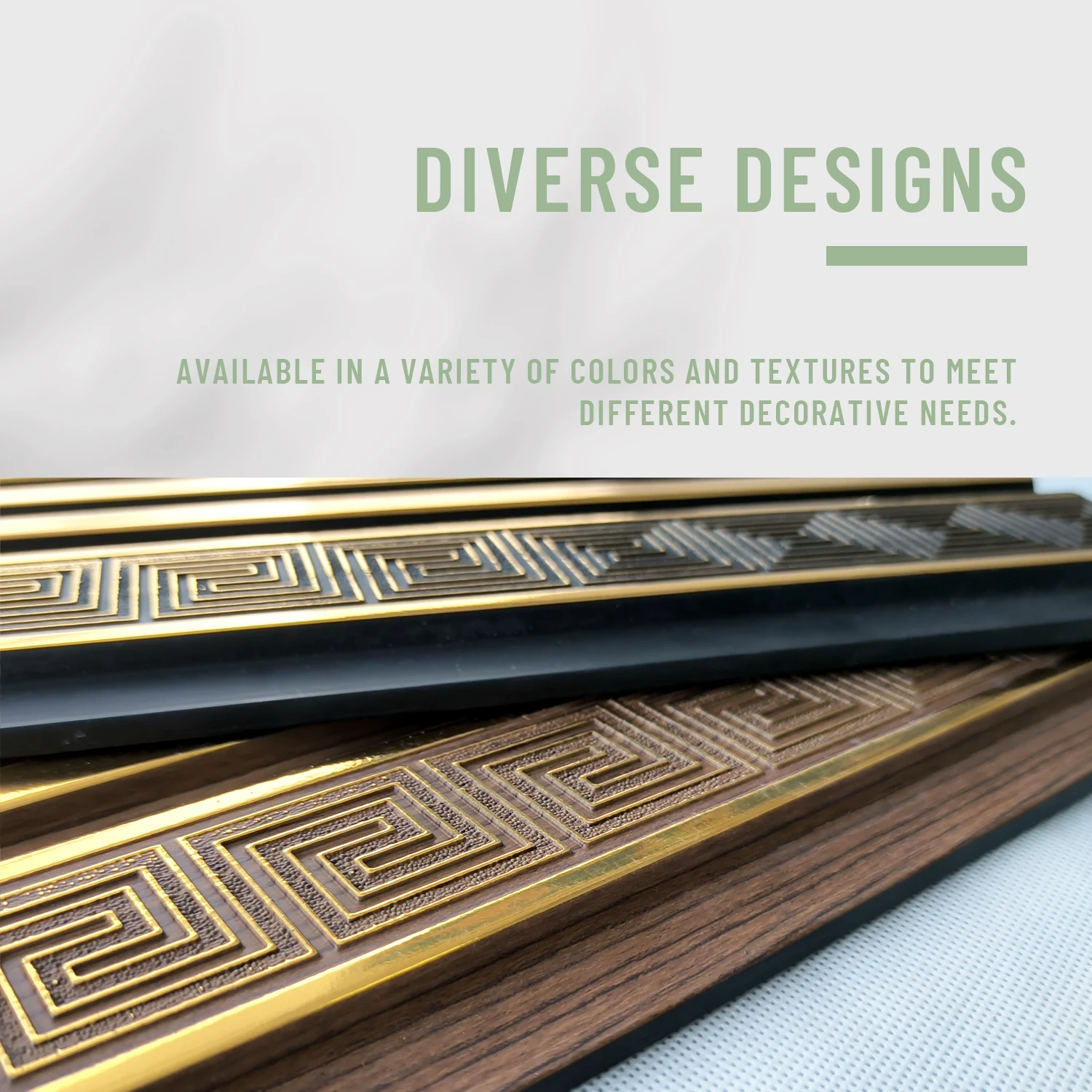 Foju PS Fluted Wall Panel For Interior Decoration Golden Strip Brown 3D Wall Panels Art Wall Decor Luxury Home Decoration