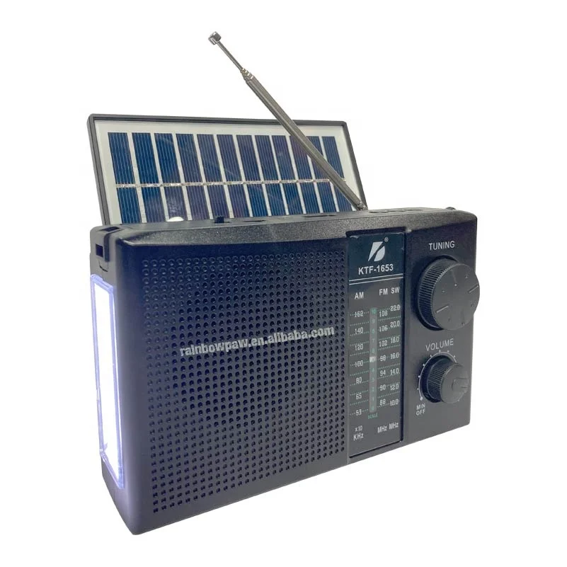 KTF-1653 Solar Charging Wireless Portable AM FM SW 3 Band Bt Radio Speaker Rechargeable Multi-function Audio Mp3 Player TF Usb