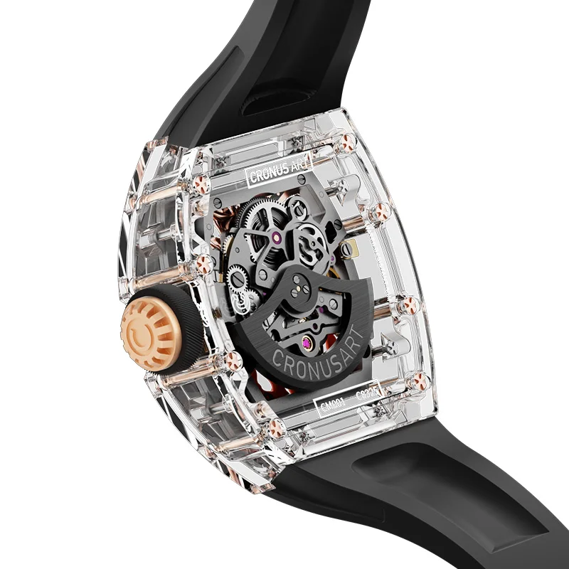 Automatic Roulette Watch for Men with Crystal Dial and Mechanical Movement