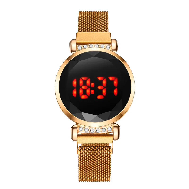 Diamond LED Women Magnetic Bracelet Watches Rose Gold Digital Dress Watch Quartz Wristwatch Ladies Clock relogio feminino