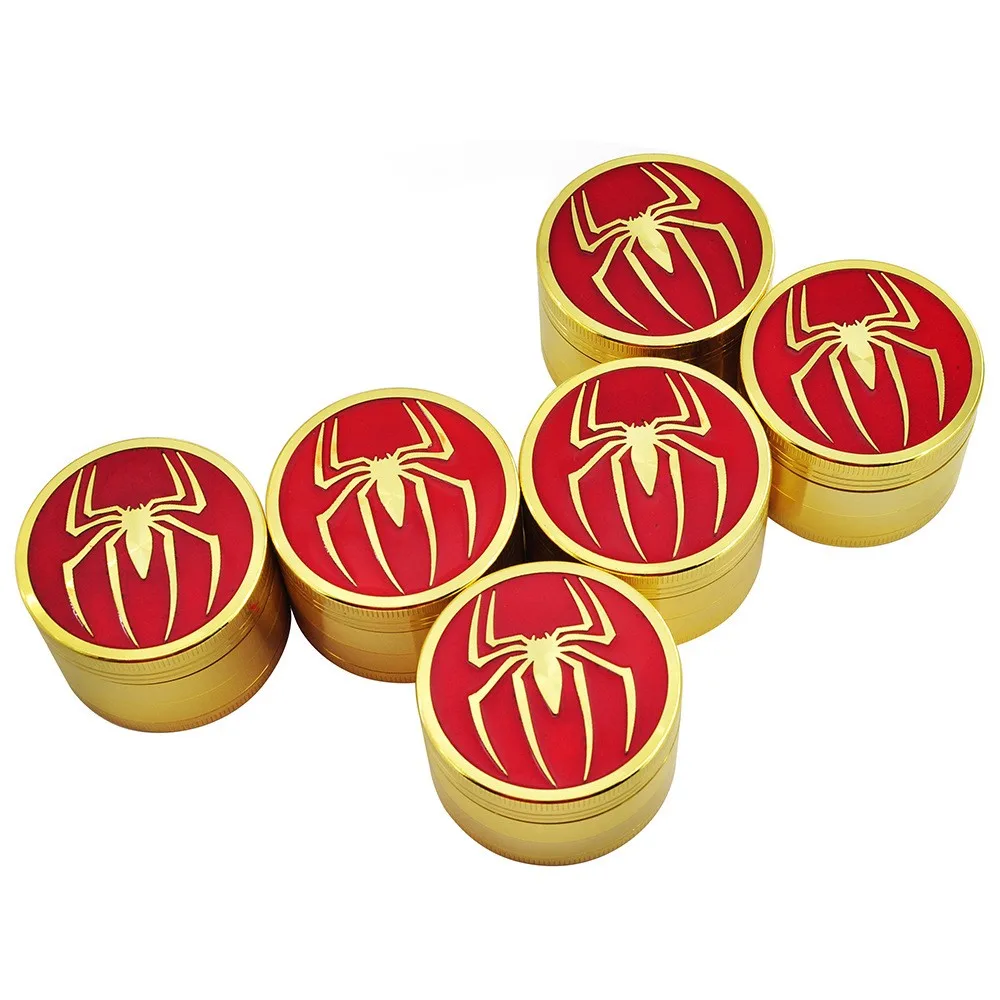 52MM Diameter Spider Zinc Alloy 4-Layer Gold Smoke Grinder Manual Grinder Smoke Shop Supplier