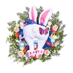 2023  New Design Easter Decoration Creative 18 Inch Garland With Soft Bunny Doll Kawaii  Easter Wreath Home Party Photo Props