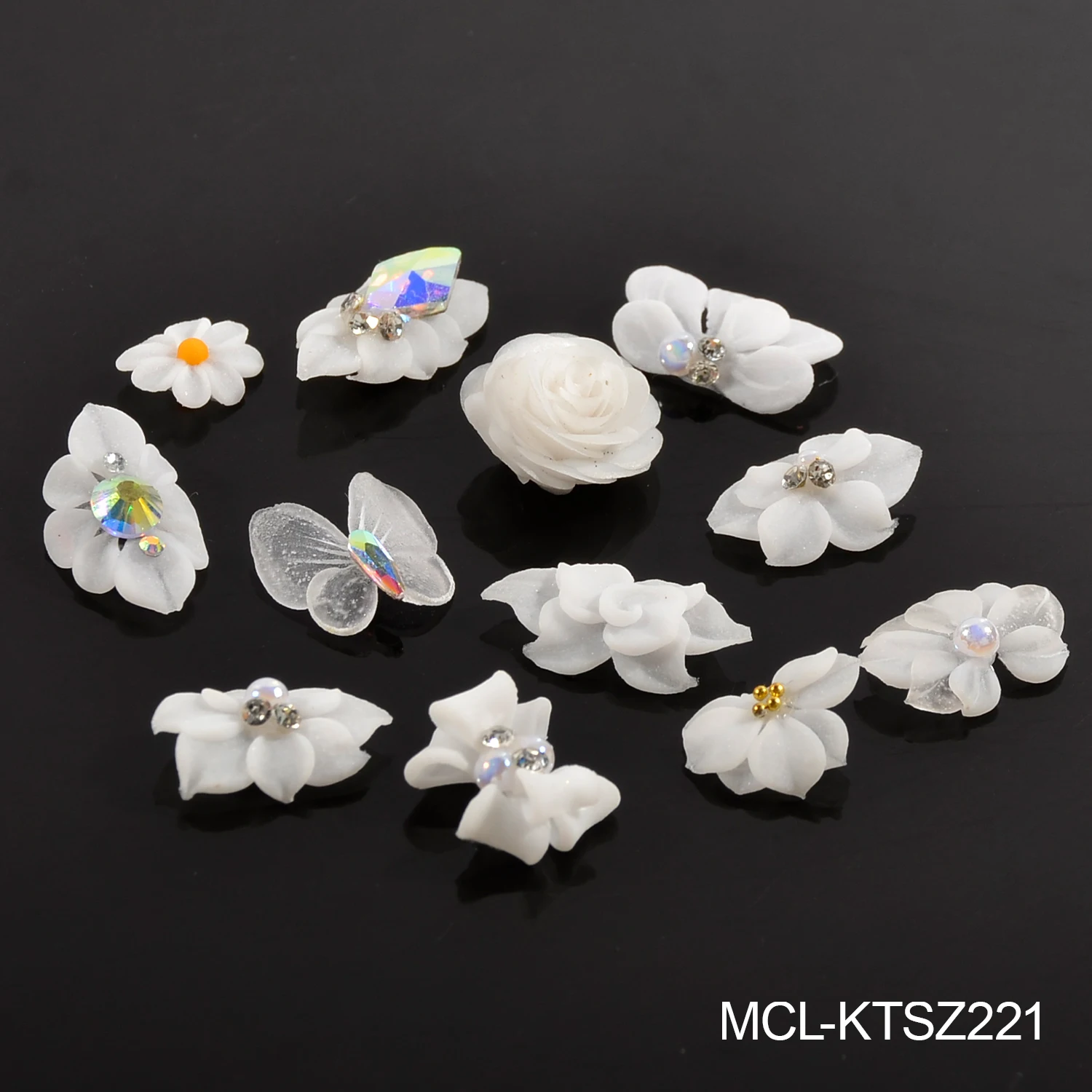 50PCS/kit Kawaii Handmade Nail Art Resin Charms 3D Design Nail Acrylic Flowers