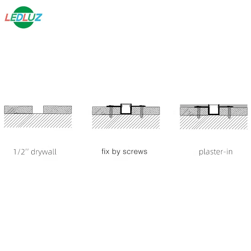 
Recessed Aluminium LED profile for drywall use, with holes on the flange 