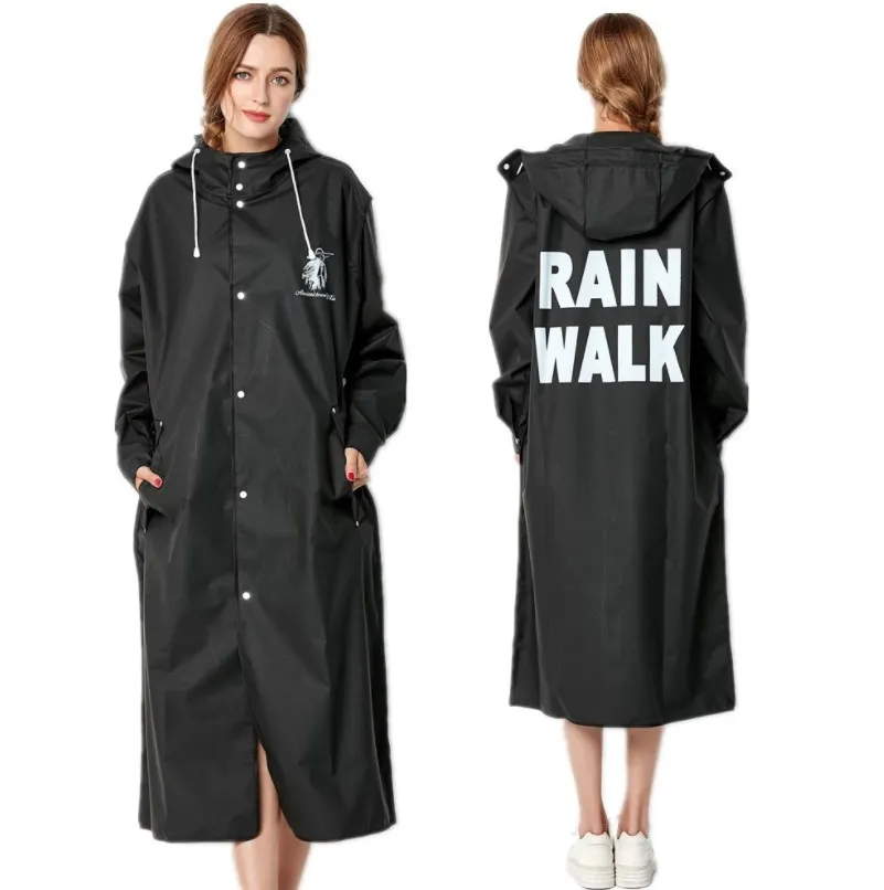 Hot sale new design lightweight EVA long raincoat waterproof hood reusable rain jacket raincoat for adult