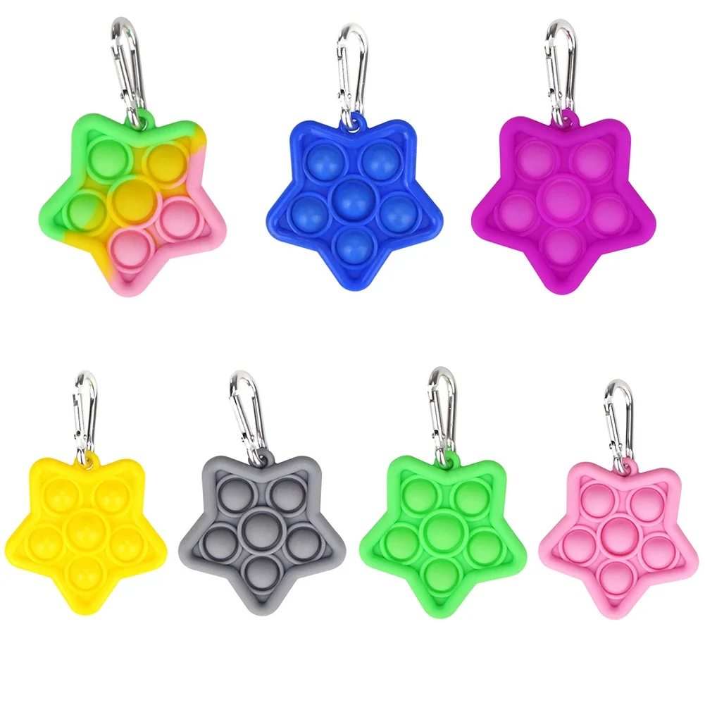 2021 Factory Hot Sale Cute key Chain Silicone Stress Sensory  Fidget Decompression Toys Key Rings