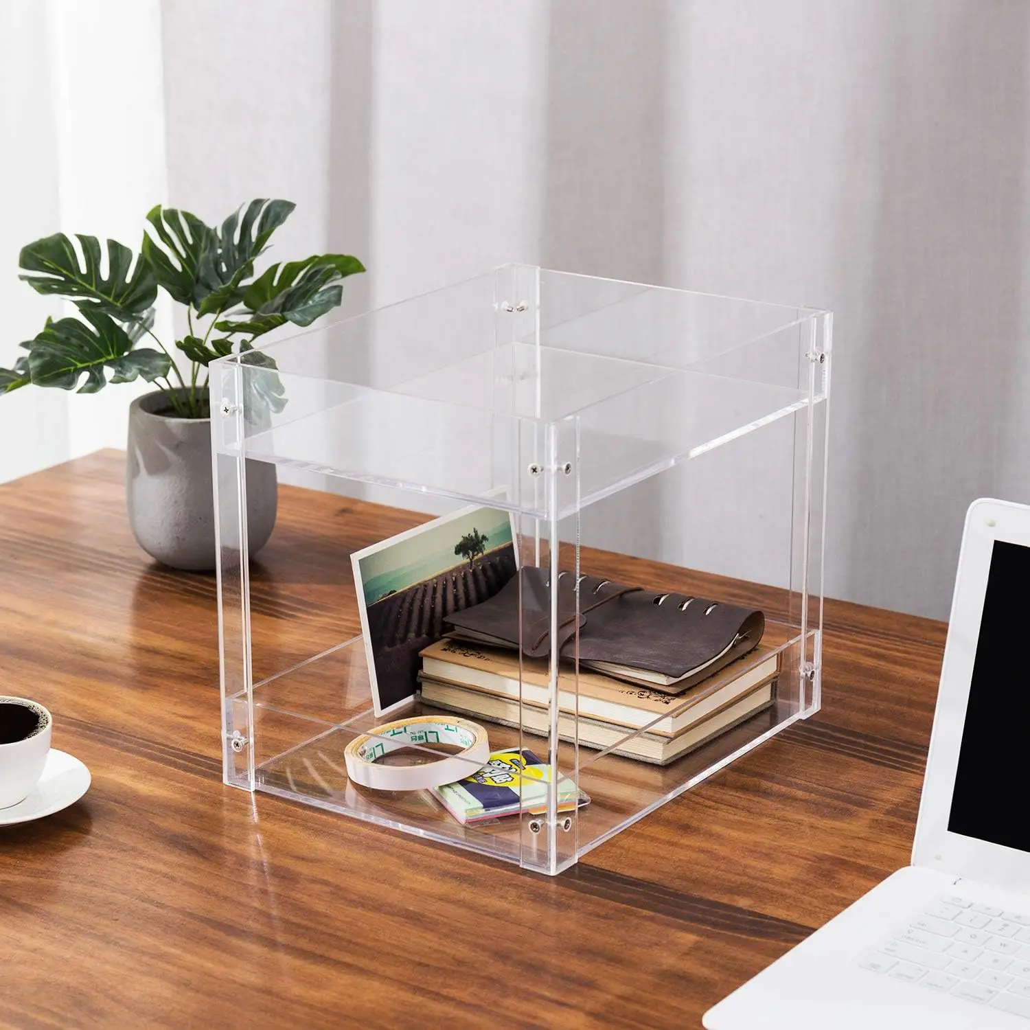 2-Tier Premium Clear Acrylic Desktop Paper Tray Letter Organizer Home Office Desk Document Supplies Files Tray